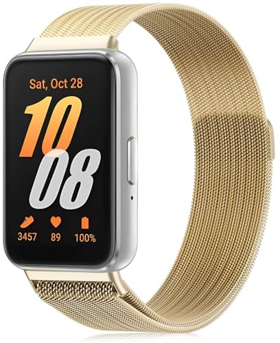 Wizvv Mesh-metallarmband för Samsung Galaxy Fit 3, rostfritt stål mesh metall klockarmband kompatibelt med Samsung Galaxy Fit 3, för kvinnor och män