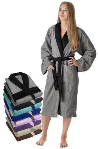 LEBENGOOD Albornoz Mujer 100% Algodón Rizo Americano 450 gsm - Bata de Baño para Ducha, Suave, Absorbente, Unisex, OEKO-TEX®
