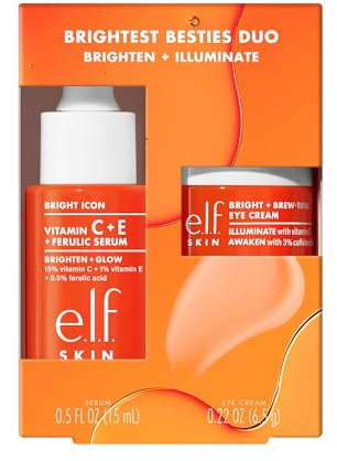 e.l.f. SKIN Brightest Besties Duo, Travel-Sized Skincare Set, Brightening Face Serum & Vitamin C Eye Cream, Boosts Radiance, Depuffs & Evens Skin Tone, Vegan & Cruelty-Free