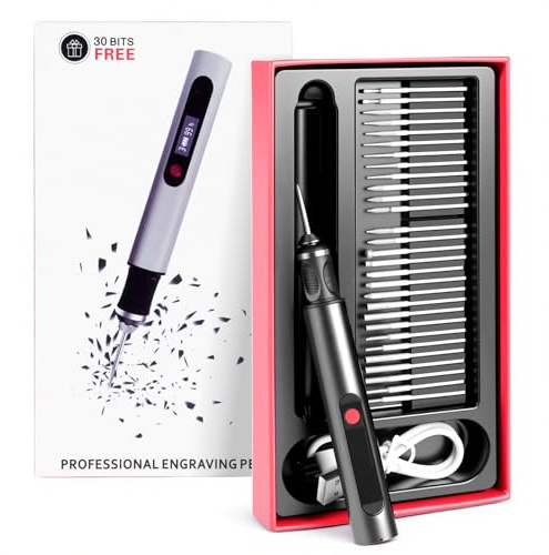 Customizer Kit de stylo de gravure sans fil rechargeable avec 3 vitesses Outil de gravure pour métal, bois, verre, cuir, stylo de gravure portable, noir