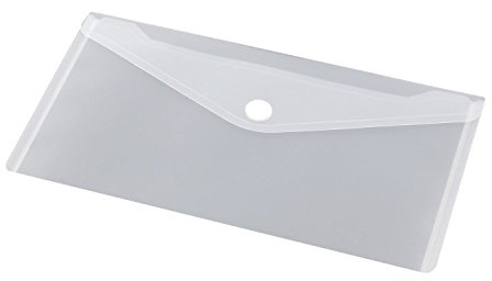 Europel Pack of 10 Wallet Folder Voucher Size Envelope Document Folder with Hook & Loop Closure Transparent & Clear for Home & Offices Landscape Document Organizer & Holder, 22.5 x 12.5 cm, 190561
