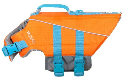 RC Pets Tidal Life Vest, Adjustable Dog Life Jacket, Orange/Teal, XX-Small
