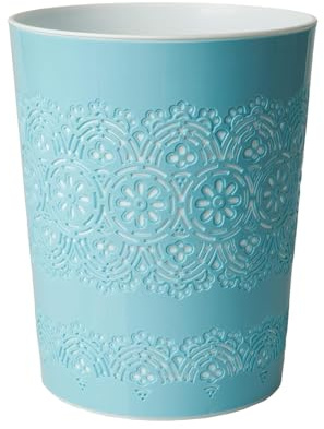 HOMION 9 Litre Flora Waste Container Basket Storage Bin for Office Room Bathroom Usage Small Paper Waste Bin Sack Leightweight Round Bin for Kitchen Home Office Toilet (Blue)