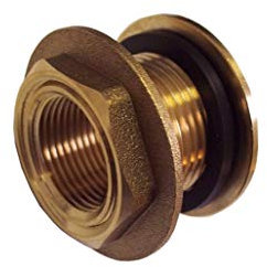 #86 Regentonnendurchführung Messing + Dichtung, Verschiedene Größen (Messing, 3/4 IG)