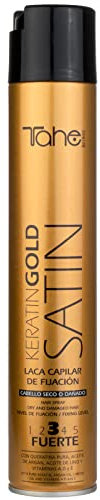 Tahe - Laca de Fijación Satin Keratin Gold para Cabello Seco o Dañado (Fijación 3), 400 ml