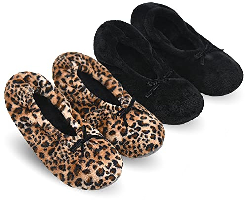Keyela Women's Memory Foam House Fluffy Ballerina Slippers Ballet Shoes Fuzzy Cute Faux Fur Closed Toe Slip On Indoor Slippers
