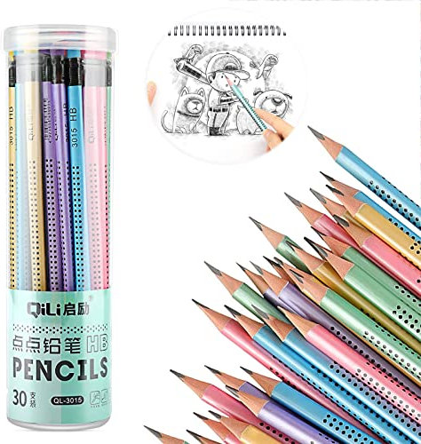 Bleistifte Set, 30 Stück HB Mit Radiergummi, Rutschfest Mehrfarbig für Schule Büro Schreiben Skizzieren, Kinder Pencil
