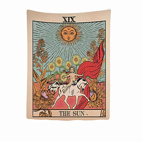 Ulticool – Tapisserie Murale Décorative Chambre - Soleil Nature Fleurs Tarot Horoscope Vintage Rétro - 150 x 200 cm – Papier Peint Tissu – Tapestry Aesthetic Wall - Décoration Panoramique