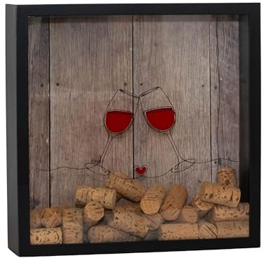 Castell Deco - Raccoglitore di tappi di vino, scatola per la raccolta di tappi e tappi di sughero, Realizzato in vero legno e vetro