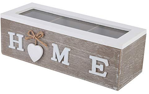 Caja de Té, Organizador de Bolsas de Té de Madera, Contenedores de Almacenamiento de Té, Caja de Colección de Paquetes de Té, Contenedor de Escritorio para Joyería, Café, Azúcar(3 Compartments)