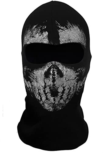 COD Masque fantôme Tête de mort Cagoule MW2 Squelette Costume Ski Snood Masque tricoté, Noir 03., Taille unique