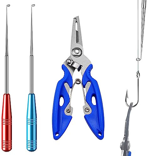Zasjon 2 Pièces Degorgoir pour Pêche avec Pince de Pêche à Multi-Fonction Acier Inoxydable Extracteur Remover Poisson Crochet Portable Accessoires de Pêche Outil de Retrait dhameçon de Pêche