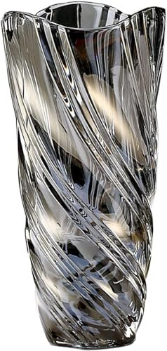 CEMABT 3,4 pund tjockt glas blomvas flaska, utsökt lyxig handblown stil, dekorativ för blomsterarrangemang, bröllop, heminredning eller kontor (twillrökgrå)