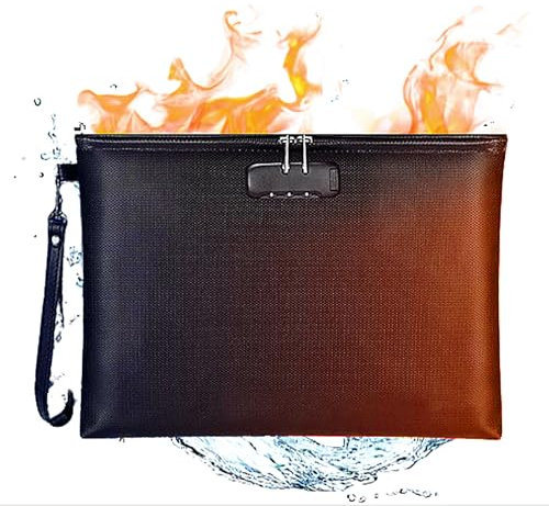 hifrom Bolsa para Documentos, Caja Fuerte ignífuga, Resistente al Agua, Bolsa para Documentos A4, Bolsa de Almacenamiento con Cremallera para Pasaporte, Objetos de Valor, Dinero en Efectivo (cerradur