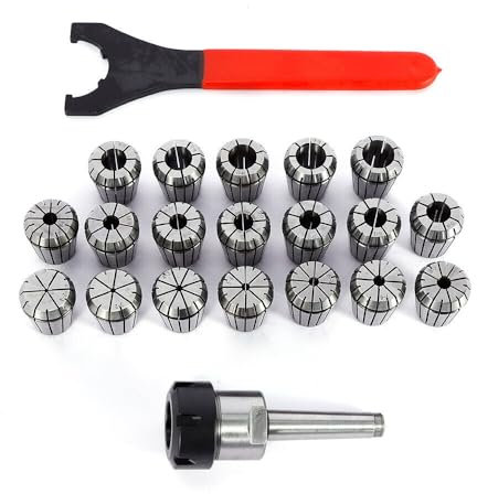 LANNADD Jeu de 21 pinces de serrage Mk2 Mt2 Er32 M10 - Jeu de pinces de serrage dédiées - Mandrin de serrage pour perceuse, perceuse filetée et fraiseuses industrielles CNC