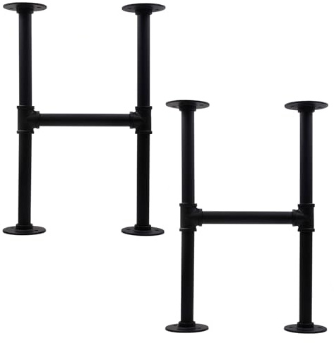 Itvexeme 28 Inch Industrial Pipe Table Leg Set, Iron Base Legs for Coffee Tables, Desks, NightstandVintage, Dark Grey Black Rough Pipes, 2pcs