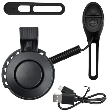 Fangehong Campanello Bici Elettrico, Campanello per Bicicletta, Mini Campanello Bici 100dB, Clacson Elettrico Impermeabile, Ricaricabile Tramite USB, 4 Suono Modalitàcon per Biciclette