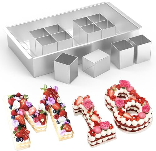 Backform Zahlen, Aluminium Zahlenbackform Antihaft, DIY Kuchenform Zahlen und Buchstaben, Geburtstag Zahlenbackformen, Verstellbar Zahl Backformen für Zuhause Konditoreien, 31.7*18*5.5 CM