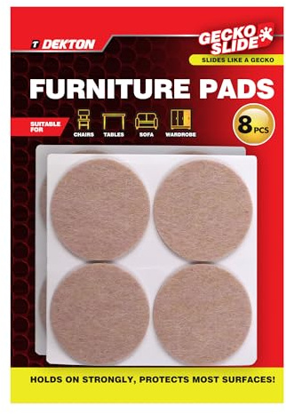 Dekton Geckoslide 8pc Furniture Pads 50mm -Non-Slip Protective Pads| Prevents Scratches, Noise| Ideal for Furniture Legs & Floors| Self-Adhesive| Protects All Surfaces| Perfect for Home & Office Use