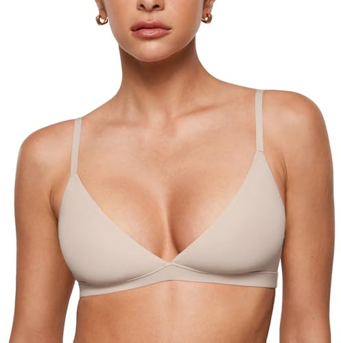 INLYRIC Women's Unlined Triangle Bralette Vanilla White Large