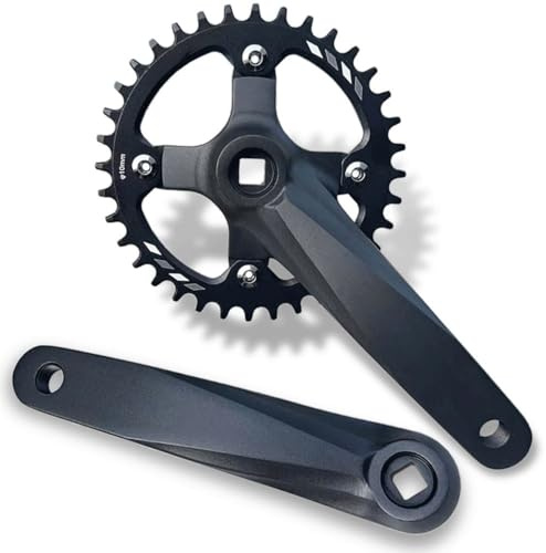 KANGXYSQ Mountainbike Vevsats 152mm 165mm 170mm Fyrkantig Vevarm Set Av Aluminiumlegering 32T 34T 36T 38T Enväxlad Smal Breda Tänder Kedjebladet(Schwarz,170mm,38T)