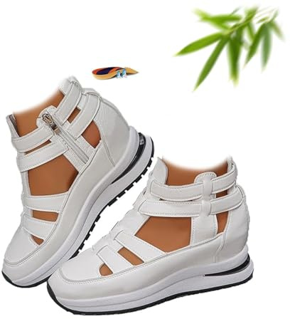 POIOZXD Sandalias de cuña cómodas y ligeras con cremallera lateral, sandalias de cuña con plataforma transpirable para mujer, sandalias de gladiador con puntera cerrada