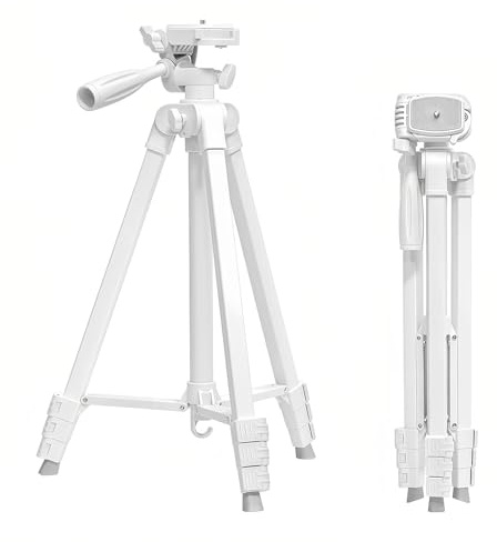Kakotopa Lightweight Tripod - 5-Section Adjustable 3-Way Pan/Tilt Head Head, 360° Rotation, Compatible with Smartphone/DSLR/SLR/Projector,Perfect for Vlogging/Video Conferencing/Travel