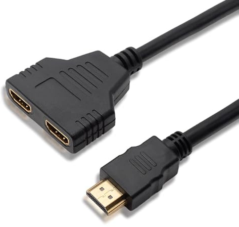 HDMI Splitter 1 in 2 Out Cable, Splitter Cable Adapter, 1080p HDMI Male to Dual Female 1 to 2 Way Distributor Converter for Cable for HDTV HD, LED,LCD Monitor and Projectors, Support Two TVs at The Sa