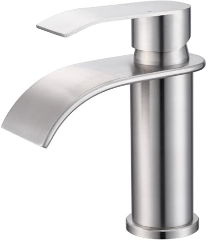 CECIPA Wasserhahn Bad Gebürstet, Edelstahl Waschtischarmatur mit Auslauf Höhe 86 MM, Waschbecken Armaturen für Badezimmer