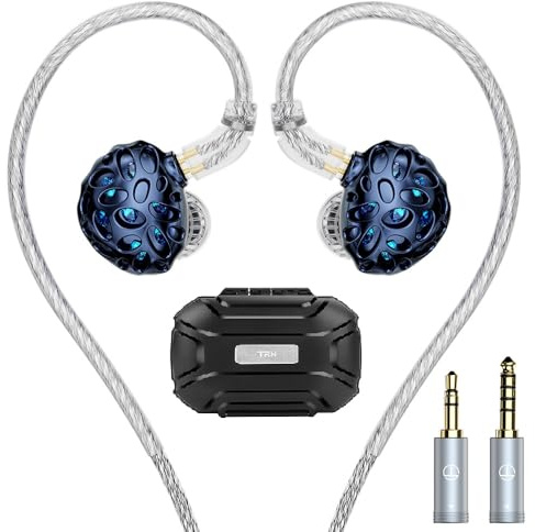 SABAJ TRN WhaleShark Hybrid Hi-Fi-hörlurar med 3DD+1 planar magnetdrivrutin in-ear bildskärmar, 4,4 mm + 3,5 mm kontakt och ergonomiska over-ear hörlurar (utan mikrofon)