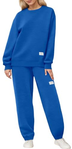 Lggwunsi Tuta Completa Donna - Completa 2 Pezzi Tuta Primavera Ginnastica Elegante Morbida Felpa + Pantaloni Casual Comodi Abbigliamento per Jogging Correre Fitness,Blu,3XL
