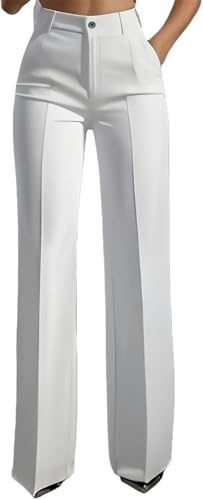 2026 - Pantalones de traje de cintura alta para mujer, de pierna recta, pantalones de vestir de primavera de cintura alta para negocios, casual, trabajo, pantalones de vestir