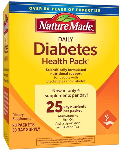Nature Made Diabetes Health Pack, Daily Dietary Supplements for Nutritional Support, 30 Packets, 30 Day Supply