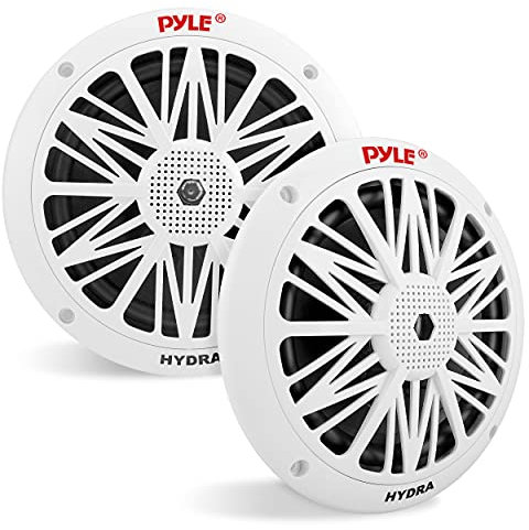 Pyle 16.51cm Dual Marine Speakers – 2-Way Waterproof Outdoor Stereo, 200W, Poly Carbon Cone, Butyl Rubber Surround – 1 Pair (White) - PLMR62