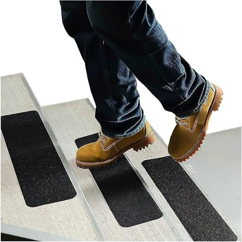 Stair Treads Non Slip for Wooden Steps Indoor and Outdoor - Grip Tape for Stairs Concrete Steps (Works on All Surfaces & Weather), Waterproof Anti Slip Tape, Strong Non Skid Tapes 6” X 24” (5-Pack)