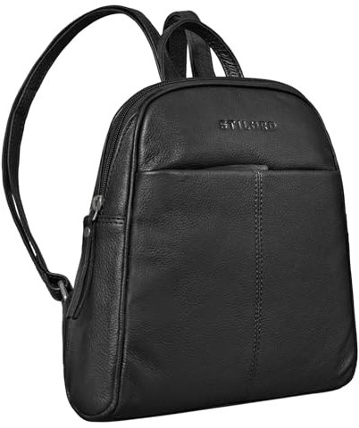 STILORD 'Charlotte' Rucksack Damen Elegant Leder Kleiner City Rucksack Vintage Rucksackhandtasche klein Daypack Freizeit Shopping Echtleder, Farbe:schwarz