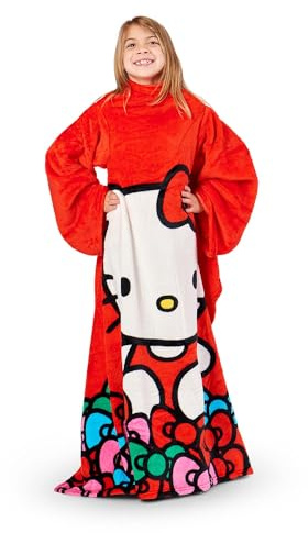 Northwest Coperta comoda con maniche in seta, per giovani, 121,9 cm, indossabile, Hello Kitty Smitten, 122 cm, Hello Kitty Smitten, 48 Inches x 48 Inches