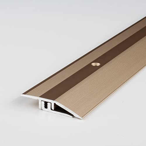 PROVISTON | Profilo di compensazione | Alluminio anodizzato | Luce in bronzo | Larghezza 21 mm | Altezza 5-9 mm | Lunghezza 1000 mm | Perforato | Profilo di adattamento