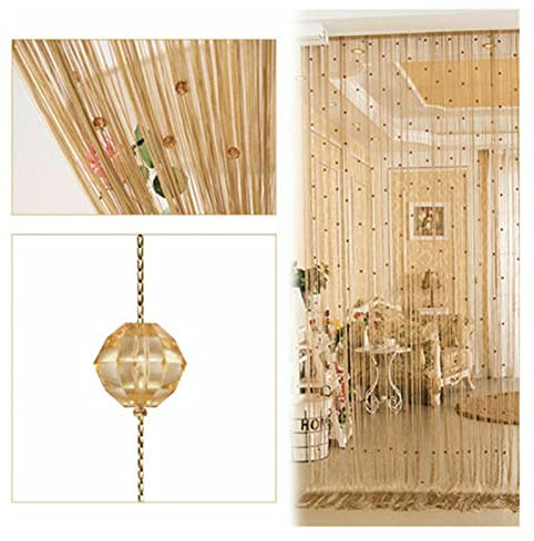 100 l Cortina de Cuentas de Cristal (Color : Champagne, Size : 100X200cm)