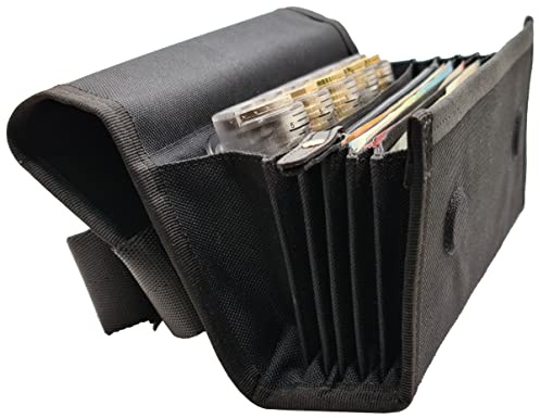 CLAIRE-FONCET, El Rolls de las carteras de Camarero en Lona impermeable, 1 Bolsillo con cremallera + 4 Compartimentos forrados, con dispensador de 5 monedas Transparente y Graduado, Cierre de Imán