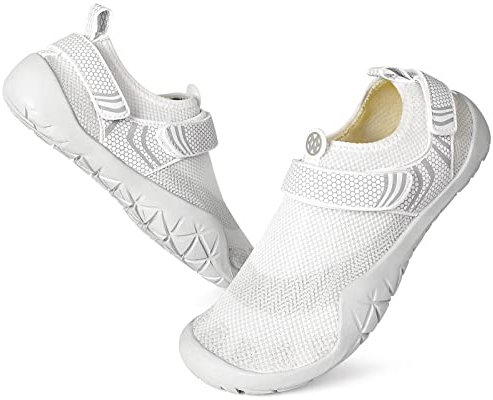 Eagsouni Barfußschuhe Herren Wassersportschuhe Damen Minimalschuhe rutschfest Fitnessschuhe Tragbar,Weiß,Gr.39