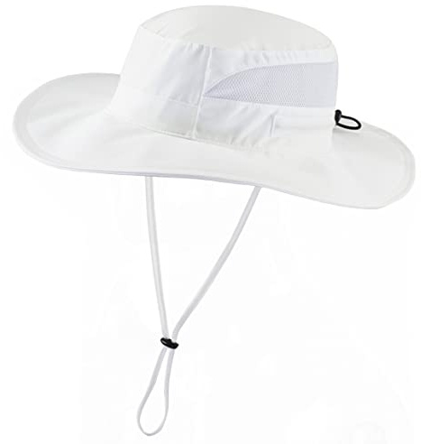 Connectyle Women's UPF 50+ Safari Sun Hat Ladies Sun Hat Wide Brim Bucket Hats Breathable UV Protection Fishing Hats White