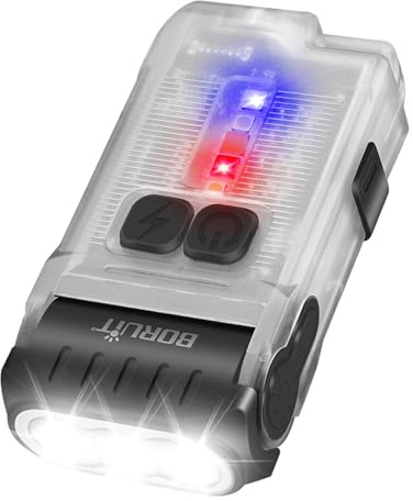 BORUIT V15 Taschenlampe LED Aufladbar 1200LM Hell Mini Schlüsselanhänger Taschenlampen mit Magnet 80° Schwenkbar, 10 Modi IP67 Wasserdicht Klein Flashlight für Camping Notfall Survival