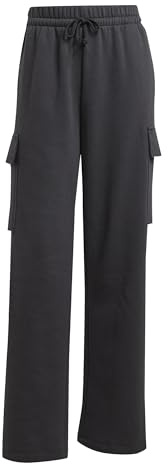 adidas Women's Essentials LINEAR Fleece Cargo Pants, Black/White, XXL