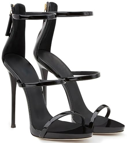 Rozhuhro Sandali con Tacco Alto con Cinturino da Donna Sandali semplici con Punta Aperta Rotonda Sandali con Tacco a Spillo Estivi Eleganti Stringati Comodi décolleté da Sposa per Feste,Nero,35 EU
