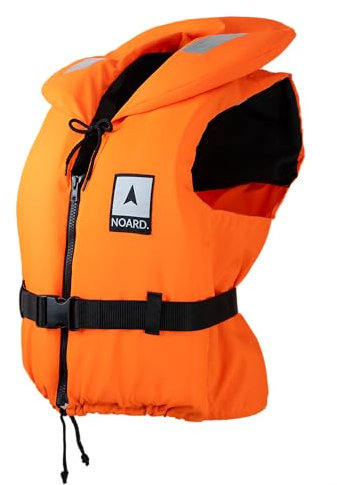 NOARD Rettungsweste für Kinder & Erwachsene geeignet – Seaside in verschiedenen Größen – EN ISO 12402-4 (100 N) (Orange, 60-70 kg)