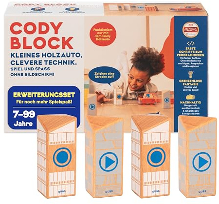 QUBS | Nimm's auf und spiel's ab Erweiterungsset | Spielend leicht Programmieren für Kinder mit Cody | Wiederhole Dein Erlebnis mit Wiedergabe und Aufnahme Blöcken für Jungen und Mädchen (Ohne Auto)