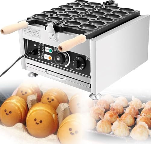 1500W Commercial Electric Bubble Waffle Maker, Non-Stick Waffle Ball Shape Iron Skewer Machine, with Time & Temp Control, for Home Kitchen Snack, Making Pancakes