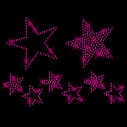 Glitterdeals Strykbilder 8 stjärnor rosa av strass, applikation för att stryka på, stryka på strykmotiv, strass, strykbild, karneval, kostym, hotfix iron-överföring