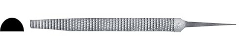Escofina media caña, herramienta de metal, con mango ergonómico, ideal para dar forma, alisar y ajustar superficies de madera y metal.